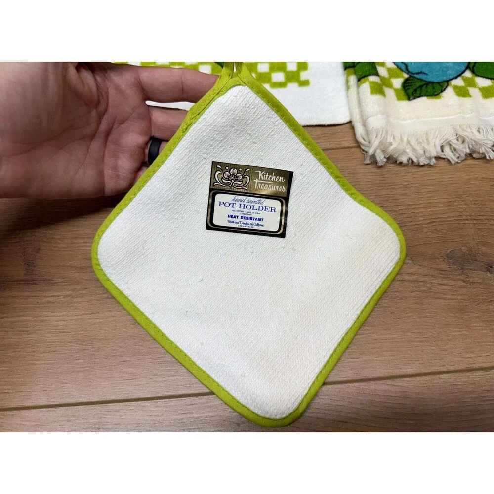 Royal Terry Kitchen Treasures Pot Holder Dish Cloth & Kitchen Towel Set Vintage